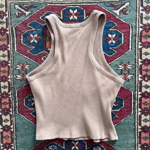 Good American Taupe Brown Ribbed Crop Tank, Womens Size 4 Top Fits Size XL - Picture 5 of 5